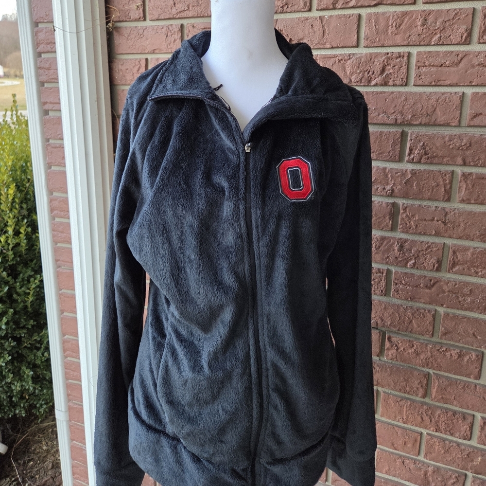 Women's Black Teddy Jacket with Red Logo